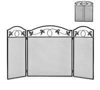 GiantexUK 3-Panel Folding Fire Guard, Metal Mesh Fireplace Screen, Heavy Duty Freestanding Spark Guard Safety Barrier for Child Baby Pet Open Fire (Leaf Pattern, 127 x 73cm)