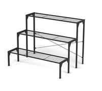 GiantexUK 3-Tier Metal Plant Stand, Ladder Shelf Flower Pot Holder, Decorative Plant Rack Shelving Unit for Patio, Garden and Balcony (85 x 66 x 66cm)