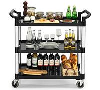 GiantexUK 3 Tier Service Cart, Large Kitchen Storage Trolley with Lockable Wheels and Ergonomic Handles, Rolling Utility Carts for Dining Room