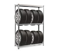 GiantexUK 3-Tier Tyre Racking, 8 Tyres Heavy Duty Garage Shelving Unit with Adjustable Shelves & Non-Slip Foot Pads, Industrial Tire Storage Rack for Warehouse Workshop, Load Capacity 795kg