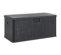 GiantexUK 380L Garden Storage Box, Waterproof Resin Deck Boxes with Lockable Sit-on Lid, Gas Strut & Handles, Wood Effect Outdoor Utility Chest Container for Patio Cushions Gardening Tools (Gray)