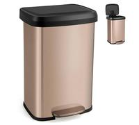 GiantexUK 50L/68L Recycling Pedal Bin, Stainless Steel Rectangular Trash Bin with Silent Soft Close Lid & Pedal, Fingerprint-Proof Recycle Dustbin for Home Kitchen(50L with Deodorant Box, Rose Gold)