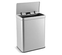 GiantexUK 53L/60L Automatic Trash Bin, Stainless Steel Motion Sensor Kitchen Bin with Soft Closure Lid & Non-slip Base, Touchless Infrared Smart Garbage Can for Home Office (53L)
