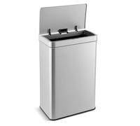 GiantexUK 53L/60L Automatic Trash Bin, Stainless Steel Motion Sensor Kitchen Bin with Soft Closure Lid & Non-slip Base, Touchless Infrared Smart Garbage Can for Home Office (60L)