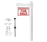 GiantexUK 6FT Real Estate Sign Post, UPVC Realtor Yard Sign Post Holder with Stake, Commercial Open House Home Sale Stand Post, 36" Arm Holds Up to 24" Sign, No Sign