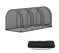 GiantexUK 8’ x 4’/9’ x 4’ Tunnel Crop Cage, Metal Frame Plants Protection Tent with 2/3 Roll-up Zippered Doors, Ground Stakes & Carrying Bag, Raised Bed Greenhouse Netting Cover (274x121x121cm)