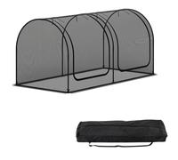 GiantexUK 8’ x 4’/9’ x 4’ Tunnel Crop Cage, Metal Frame Plants Protection Tent with 2/3 Roll-up Zippered Doors, Ground Stakes & Carrying Bag, Raised Bed Greenhouse Netting Cover (250x121x121cm)