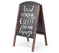 GiantexUK A Board Pavement Sign, Double Sided Wooden Chalkboard Blackboard with Adjustable Angle & Non-Slip Pads, Replaceable Advertising Display Stand for Café Pub Restaurant (45 x 41 x 78cm)