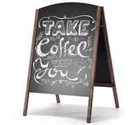 GiantexUK A Board Pavement Sign, Double Sided Wooden Chalkboard Blackboard with Adjustable Angle & Non-Slip Pads, Replaceable Advertising Display Stand for Café Pub Restaurant (65 x 65 x 97cm)