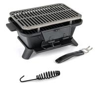 GiantexUK Cast Iron Charcoal Grill, Tabletop Barbecue Grill with Double-Sided Grilling Net, Air Regulation Door and Fire Gate, Portable Smoker Grill for Outdoor Cooking Camping Hiking