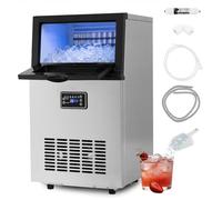 GiantexUK Commercial Ice Machine, 23kg/24H Ice Cube Maker with Self-Cleaning Function and Digital Control, Freestanding Stainless Steel Ice Making Machine for Home Bar Restaurant Supermarket
