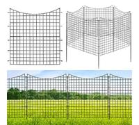 GiantexUK Decorative Garden Fence, 51inx14ft/24inx27ft/24inx16ft Foldable Rustproof Metal Wire Fencing, Outdoor Animal Barrier Border Edge Section for Landscape Patio Yard (51inx14ft Total, 5Pcs)