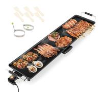 GiantexUK Electric Teppanyaki Grill Table, 1800W Adjustable Temperature BBQ Griddle with Non-Stick Top, Wooden Spatulas & 2 Egg Rings, Easy Clean Barbecue Hot Plate (105 × 24cm, Stamping Aluminum)