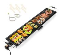 GiantexUK Electric Teppanyaki Grill Table, 1800W Adjustable Temperature BBQ Griddle with Non-Stick Top, Wooden Spatulas & 2 Egg Rings, Easy Clean Barbecue Hot Plate (116 × 24cm, Die-casting Aluminum)