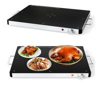 GiantexUK Electric Warming Tray, Large Buffet Tray Food Warmer with Adjustable Temperature & Handles, Tempered Glass Dish Hot Plate Buffet Server for Home Restaurant