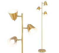 GiantexUK Floor Lamp, 3-Light Standing Lamp with Adjustable Lampshades, 3 A19 Bulbs & Heavy Base, Metal Reading Stand up Lighting for Living Room Bedroom Office Hallway (Golden)