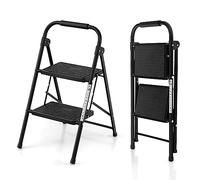 GiantexUK Folding 2/3 Step Ladder, Metal Stepladder with Anti-Slip Pedal, Locking Device and Triangle Structure, Portable Safety Ladder Stool, 265kg Weight Capacity(2 Step)
