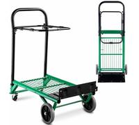 GiantexUK Folding Hand Truck, Adjustable Heavy Duty Sack Truck Platform Trolley with 4 Wheels, Lightweight Multi-Functional Cart for Home Shop Warehouse