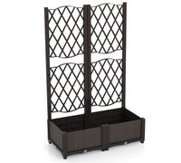 GiantexUK Garden Planter with Trellis, Raised Bed Vine Climbing Stand with Self-Watering Design & Drain Holes, Outdoor Privacy Screen Planter Box for Vegetable Flower Herb (PP Frame, 80x40x122cm)