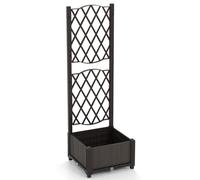GiantexUK Garden Planter with Trellis, Raised Bed Vine Climbing Stand with Self-Watering Design & Drain Holes, Outdoor Privacy Screen Planter Box for Vegetable Flower Herb (PP Frame, 40x40x122cm)