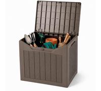 GiantexUK Garden Storage Box (Brown,Rattan Pattern,56 x 41 x 50 cm) | Outdoor Large Deck Box with Lockable Lid, Waterproof Chest Container for Patio Cushions and Gardening Tools