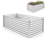 GiantexUK Metal Raised Garden Bed, Elevated Planter Box with Open Bottom & Rubber Wrapped Edges, Outdoor Flower Pots Grow Box Container for Vegetables Herbs Plants (180x95x60cm, Rectangular)
