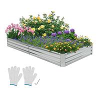 GiantexUK Raised Garden Bed (240 x 120 x 30cm, Silver)