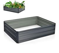 GiantexUK Raised Garden Bed, Galvanized Metal Rectangular Planter Box with Open Bottom, Outdoor Elevated Flower Pots Grow Box Container for Vegetables Herbs Plants (120 x 90 x 30cm, Grey)