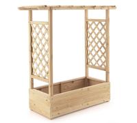 GiantexUK Raised Garden Bed with Arch Trellis (Natural, 110x44x113cm)