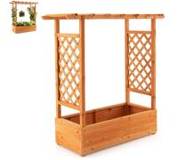 GiantexUK Raised Garden Bed with Arch Trellis (Orange, 110x44x113cm)