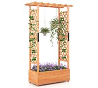 GiantexUK Raised Garden Bed with Arch Trellis (Orange, 110x44x180cm)