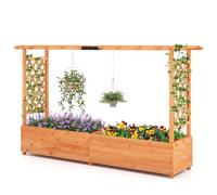GiantexUK Raised Garden Bed with Arch Trellis (Orange, 200x44x114cm)