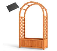 GiantexUK Raised Garden Bed with Arch Trellis, Wooden Garden Planter Box