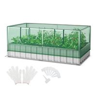 GiantexUK Raised Garden Bed with Greenhouse, Rectangular Planter Box