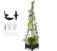 GiantexUK Raised Garden Bed with Obelisk Trellis, Garden Planter Pox