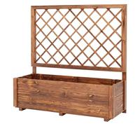 GiantexUK Raised Garden Bed with Trellis (Brown, 98x34x104cm)