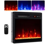 GiantexUK Recessed Electric Fireplace, 1500W/1800W/2000W Freestanding Fire Heater with 1/3/7 Flame Color, 3/4/5/9 Brightness, Thermostat, Timer & Remote Control (750W/1500W, 20’’, with Crystal)