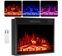 GiantexUK Recessed Electric Fireplace, 1500W/1800W/2000W Freestanding Fire Heater with 1/3/7 Flame Color, 3/4/5/9 Brightness, Thermostat, Timer & Remote Control (750W/1500W, 23’’, with Log)