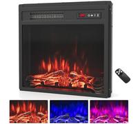 GiantexUK Recessed Electric Fireplace, Insert Electric Fire Heater with Flame Colors, Brightness, Thermostat, Timer, Remote & Overheat Protection (750W/1500W, 20’’/50.46cm)