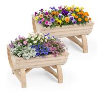 GiantexUK Set of 2 Raised Garden Bed, Wooden Elevated Planter Boxes