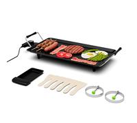 GiantexUK Teppanyaki Grill Table, Non-Stick Electric Barbecue Griddle with 6 Wooden Shovels and 2 Egg Rings, 2000W Electric BBQ Hot Plate, Adjustable Temperature & Easy Cleaning (48 x 27 cm)
