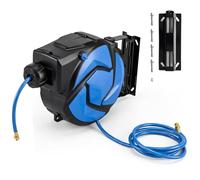 GiantexUK Wall-Mounted Retractable Hose Reel, 14M/ 15M Air Compressor Reel with Automatic Rewind, Locking System & 180° Swivel Bracket, Portable Air Reel (14m + 1.5m, 250 PSI)