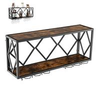GiantexUK Wall Mounted Wine Rack, 2-Tier Floating Wine Storage Shelf Rack