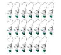 GiantGo 20 PCS Portable No-Slip Metal Laundry Hooks, Versatile Hangers for Coats, Hats, Towels, and Socks, Ideal for Home and Travel, Silver, Green