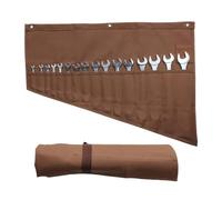 GiantGo Heavy Duty Waxed Canvas Tool Roll Bag with 16 Pockets - Multi-purpose Spanner Chisel Roll, Tool Wrap Wallet Organizer for Plumbing Hand DIY Tools, Gifts for Men & Dad, Brown