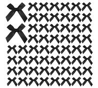 Giantree 100 Pcs Ribbon Bows, 1.57x0.4in Mini Satin Bows for DIY Crafts Wedding Decoration Card Making, Cute Small Bow for Sewing Scrapbooking Wedding Gift Wrapping Candy Bags Decoration(Black)