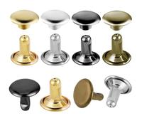 Giantree 120 Sets Leather Rivets, 10mm Double Round Cap Rivets Tubular 4 Colors Rivets for Leather Metal Studs Repairs Decoration Craft Accessories for Leather Craft Clothes Shoes Bags Belts