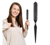 Giantree 1Pcs Wig Brush, Wig Brushes for Synthetic Hair, Stainless Steel 3 Row Wig Wire Brush Black Edge Brush, Curl Defining Brushs Travel Size for Synthetic Wigs Detangling, Barber, Beginner(1Pcs)