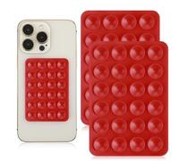Giantree 2 Pcs Silicone Suction Phone Case Adhesive Mount, Anti-Slip Hands-Free Mobile Accessory Holder (Red)