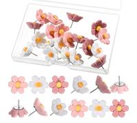 Giantree 20 Flower Pushpins, Pink Decorative Pushpins, Cute Cork Board Decorative Pushpin Suitable for Cork Boards Bulletin Boards Photo Walls Maps and Other Office School Supplies